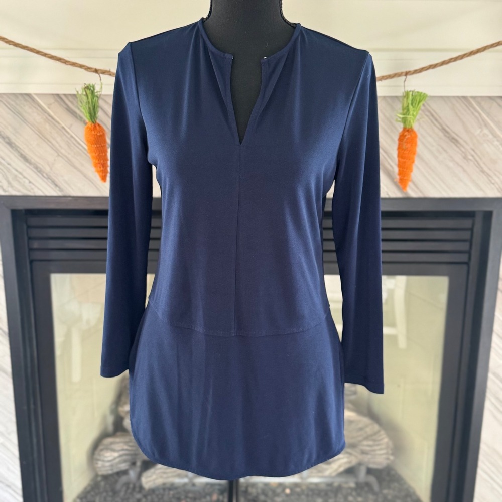 Ralph Lauren Petite Tunic Top‎ Long Sleeve V-Neck Career Casual PS